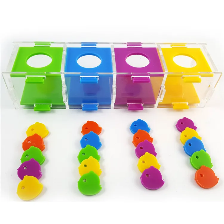 1 шт. игрушка-головоломка с попугаем обучающая продукция головоломка с попугаем обучающая интеллектуальная развивающая игрушка цветная разделительная Монета коробка - Цвет: Прозрачный
