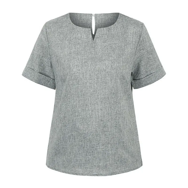 

Women Roll-up Short Sleeves Tops + Elastic Waist Shorts for Summer SMN88