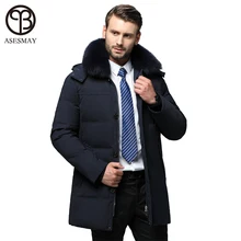 Asesmay, Новое поступление, мужской пуховик, зимнее плотное пальто, длинный пуховик, парка с воротником из натурального меха, толстовки с гусиным пером, зимние мужские куртки