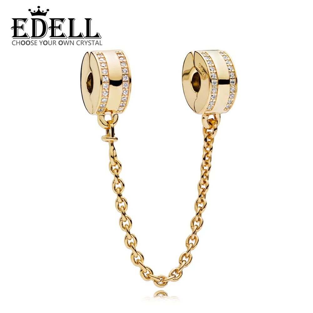 

EDELL 100% Sterling silver 1:1 Glamour 767027CZ LOGO SAFETY CHAIN Original Women wedding Fashion Jewelry 2018