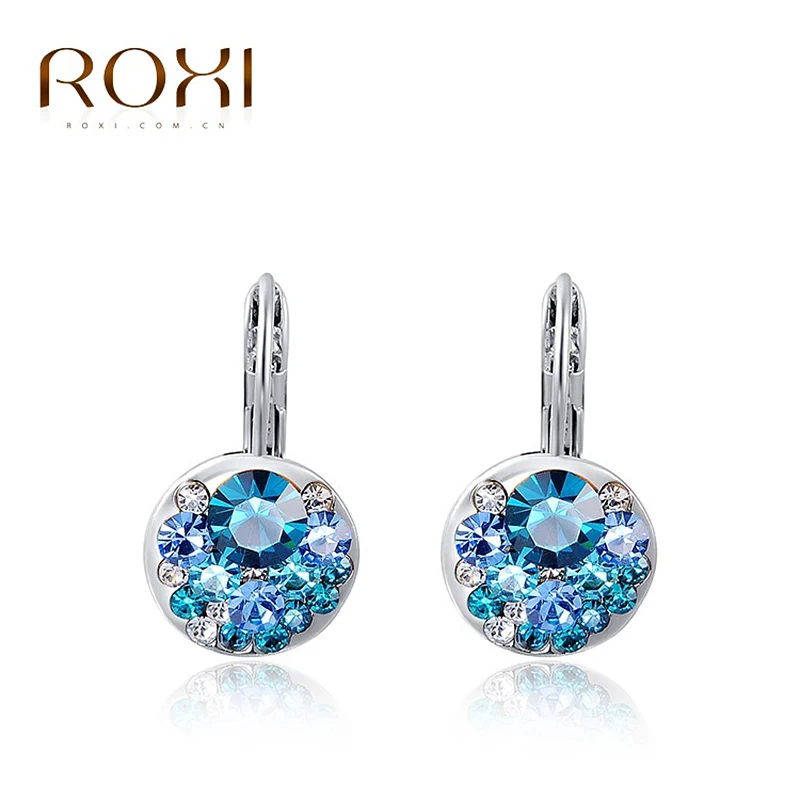 ROXI Горячие синие круглые серьги с камнями модные ювелирные изделия розовые