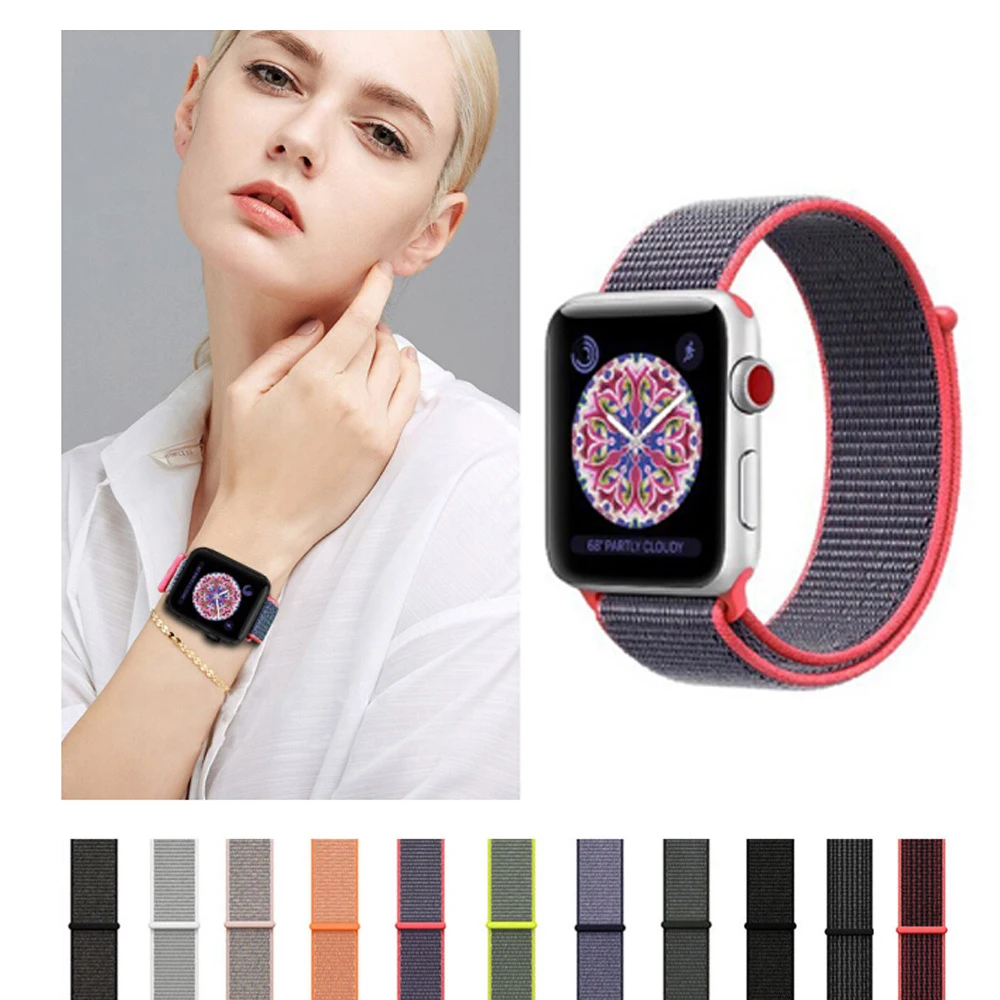 

Sport Loop strap for Apple watch band 4 3 44 mm 38 mm Iwatch band 42mm 40mm Woven Nylon correa watchband for Apple watch 4 3 2 1