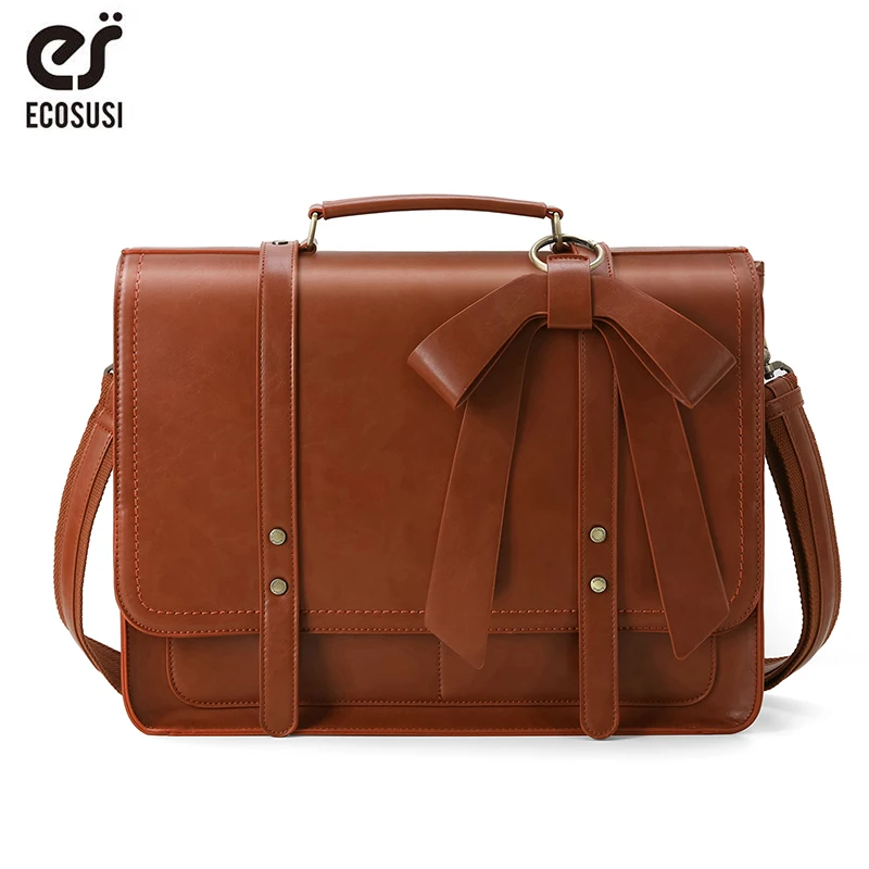 ECOSUSI Women PU Leather Handbags Vintage Messenger Bags School Shoulder Bags for 15Inch Laptop Ladies Briefcases ECOSUSI Women PU Leather Handbags Vintage Messenger Bags School Shoulder Bags for 15Inch Laptop Ladies Briefcases