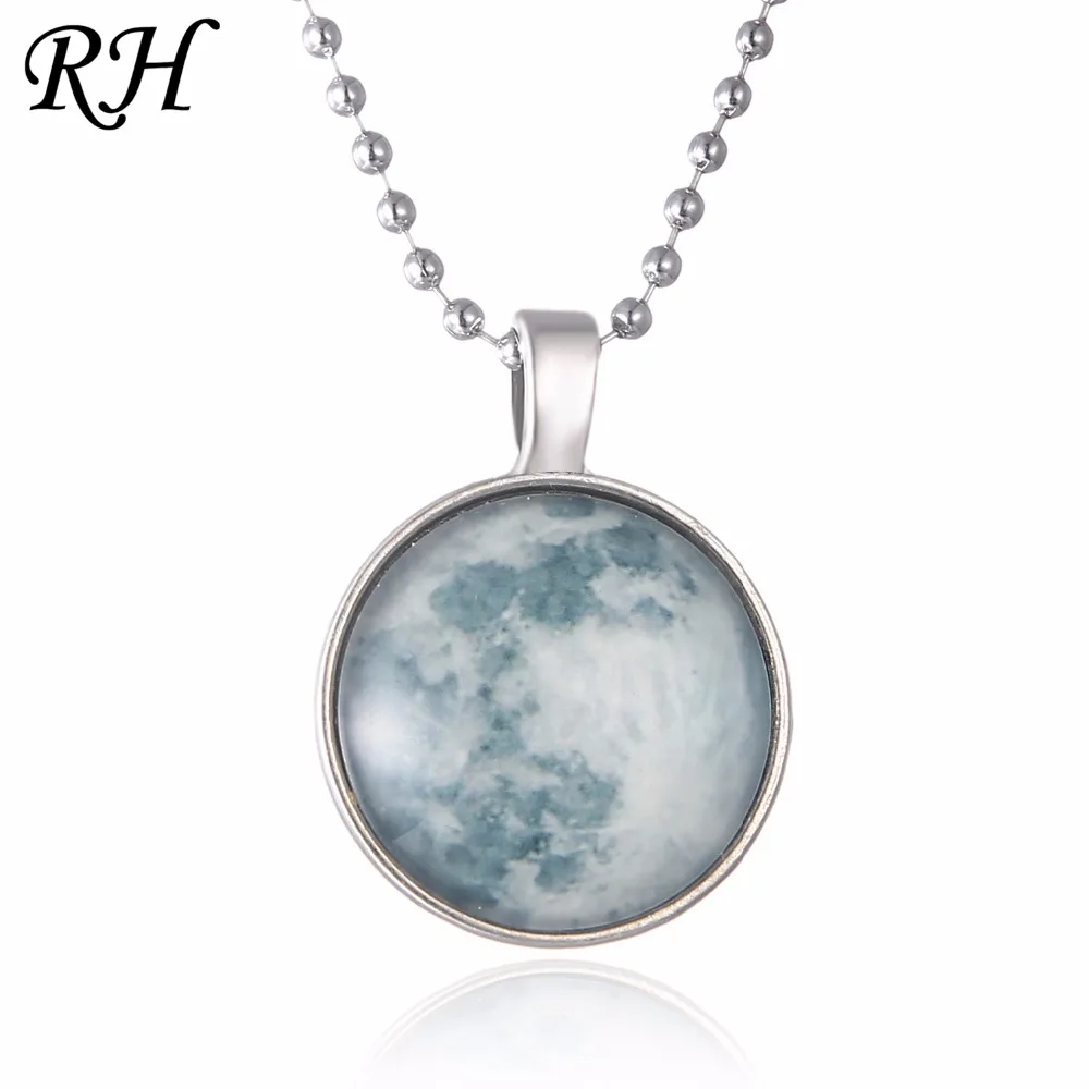Jun Full Moon Cat Necklace Teal Moon Necklace Full Moon Necklace Full Moon Jewelry