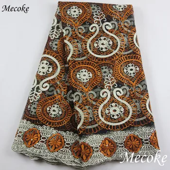 

Selling african lace fabric Double color swiss voile lace heavy big design wholesale and retail 5 Yards Cotton France mesh Lace