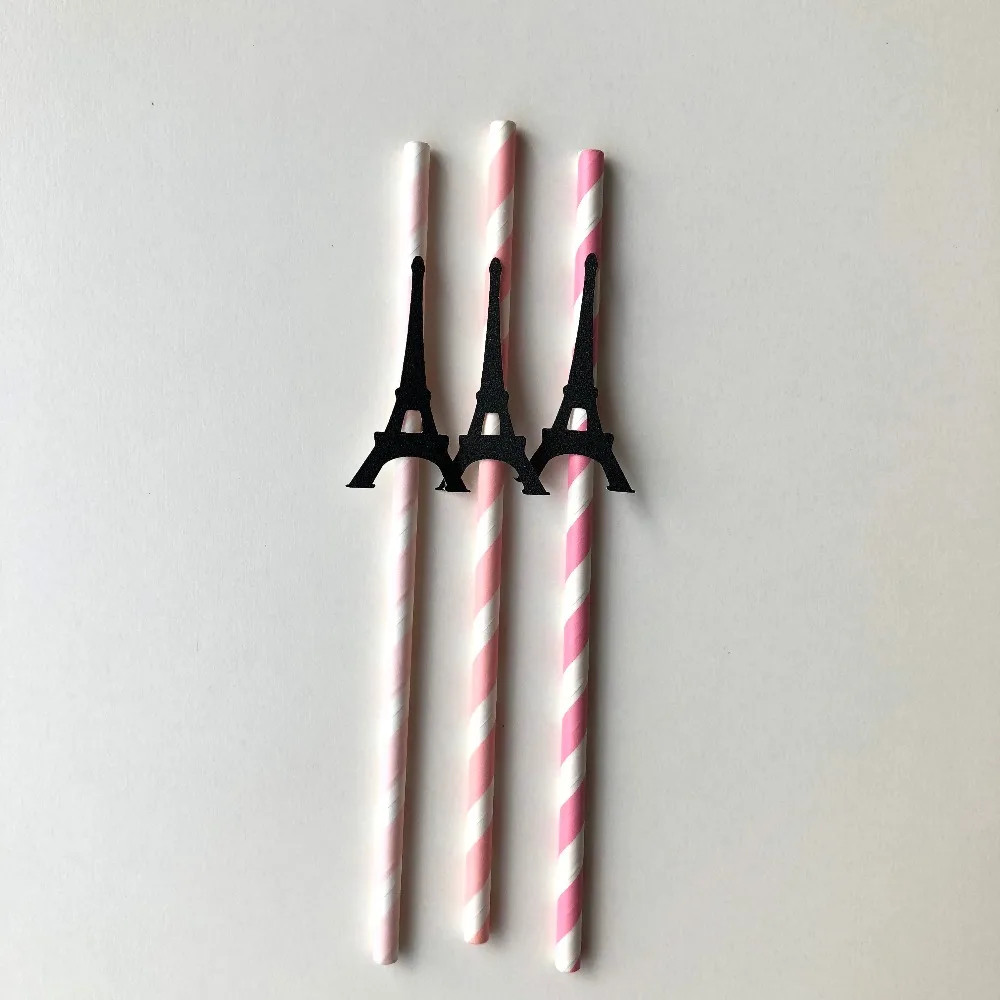 25 French Tower Paper straws a day in Paris party Drinks Wedding birthday anniversary baby shower table drinking decoration