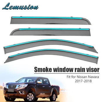 

High Quality 4pcs Smoke Window Rain Visor For Nissan Navara 2017 2018 Car-styling ABS Vent Sun Deflectors Guard Accessories