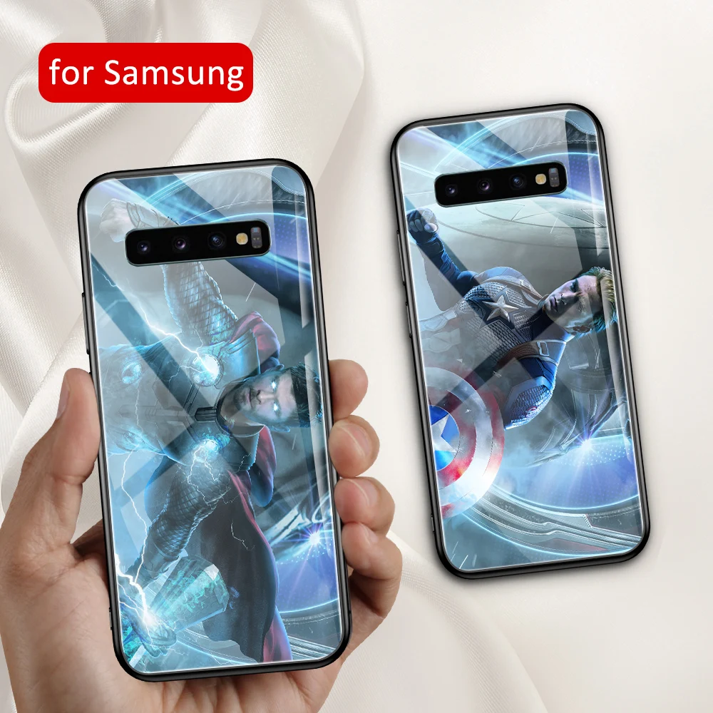 

For samsung note 8 case Glass back cover Marvel Galaxy s10 lite case for Galaxy S8 S9 S10 plus Note 8 9 10 plus S10e lite