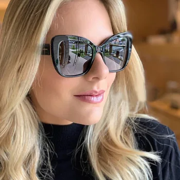 

Women Trendy Square Sunglasses 2019 New Luxury Brand Designer Cat Eye Sun Glasses For Female Vintage Flower Eyewear UV400 Shades