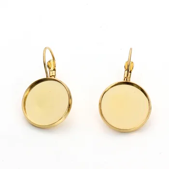 

10 / Earrings accessories material ear clip fittings gold copper ear stud disc base bracket for DIY jewelry making
