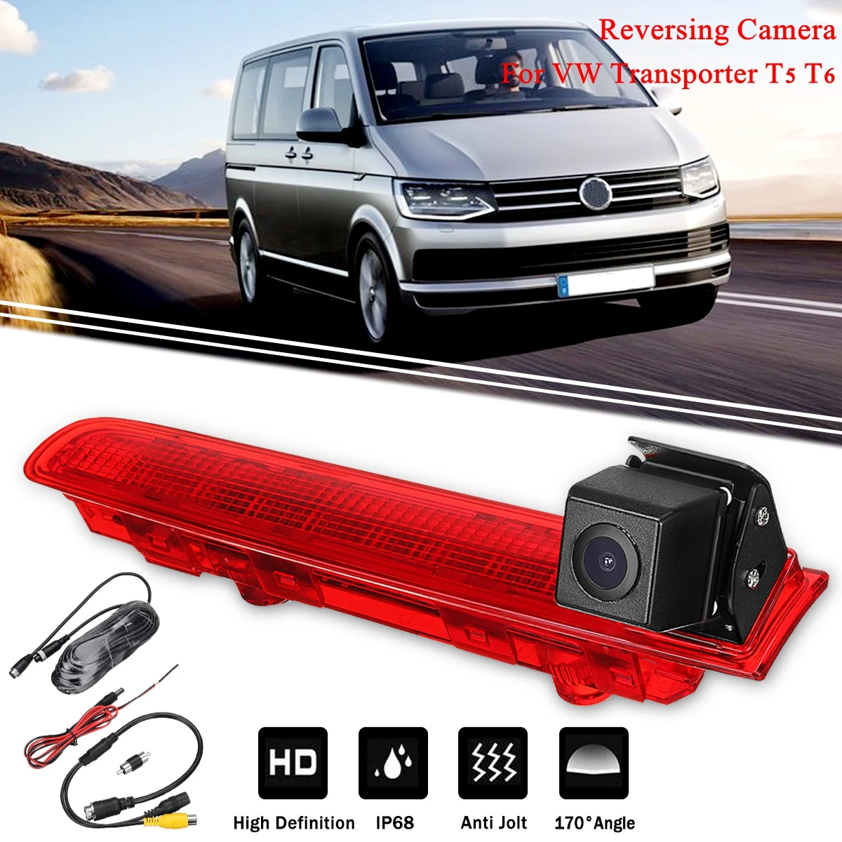 

170 Degree Car Reversing Backup Rear View Camera w/Brake Light For VW Transporter T5 & T6 2010 - Onwards