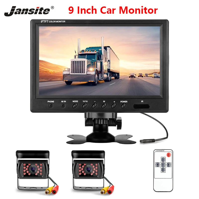 Jansite 9 дюймов проводной автомобильный монитор большой экран TFT автомобильный монитор заднего вида+ парковочная система заднего вида для сельскохозяйственной техники