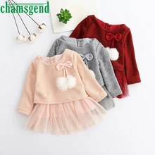 Платье для малышей Хлопковое трикотажное платье-пачка принцессы с длинными рукавами и бантом для маленьких девочек Одежда для новорожденных девочек зима г. Apr 24