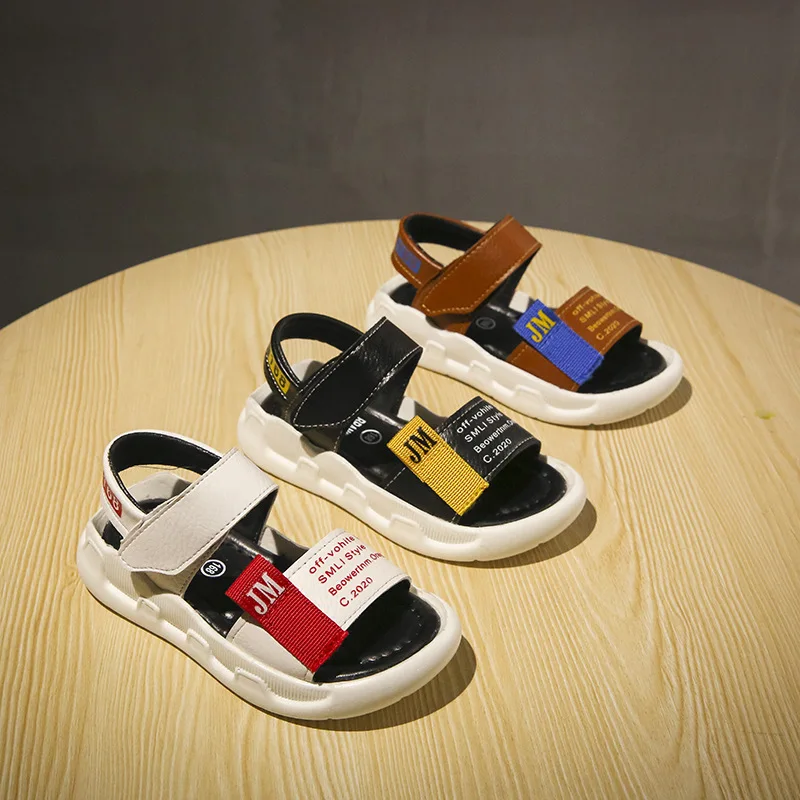 

Pu Unisex Hook & Loop Nubuck Leather 2019 Freeshipping Promotion Boy Sandals Children's Korean Version Beach Shoes Flat With