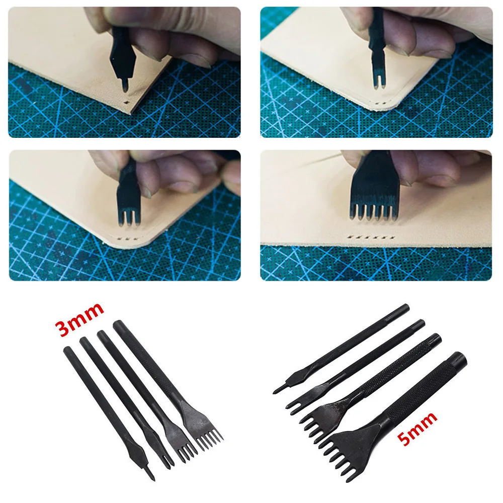 4 шт. 1+ 2+ 4+ 6 зубов Ручное шитье для поделок Кожа ремесло Инструменты Набор дырокол для шнуровки для сшивания рабочее долото