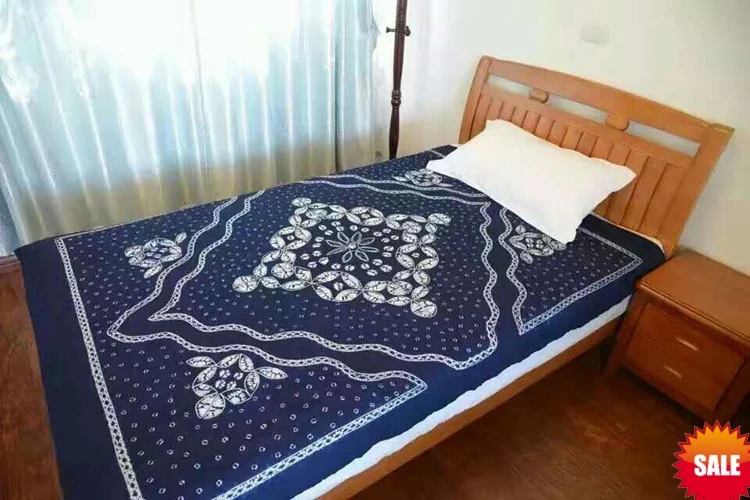 

Traditional Japanese Bandhani Tie dye Unique Decorations Arts / Handmade Itajime Plaid Table Cloth / Many Uses / Wholesale
