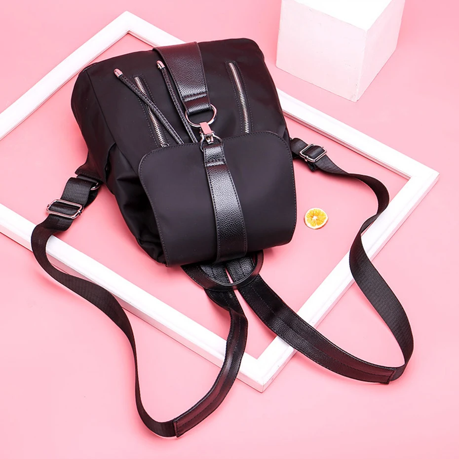 Женский рюкзак школьные сумки для подростков девочек нейлон молния замок дизайн черный Femme Mochila женский рюкзак мода Sac Dos