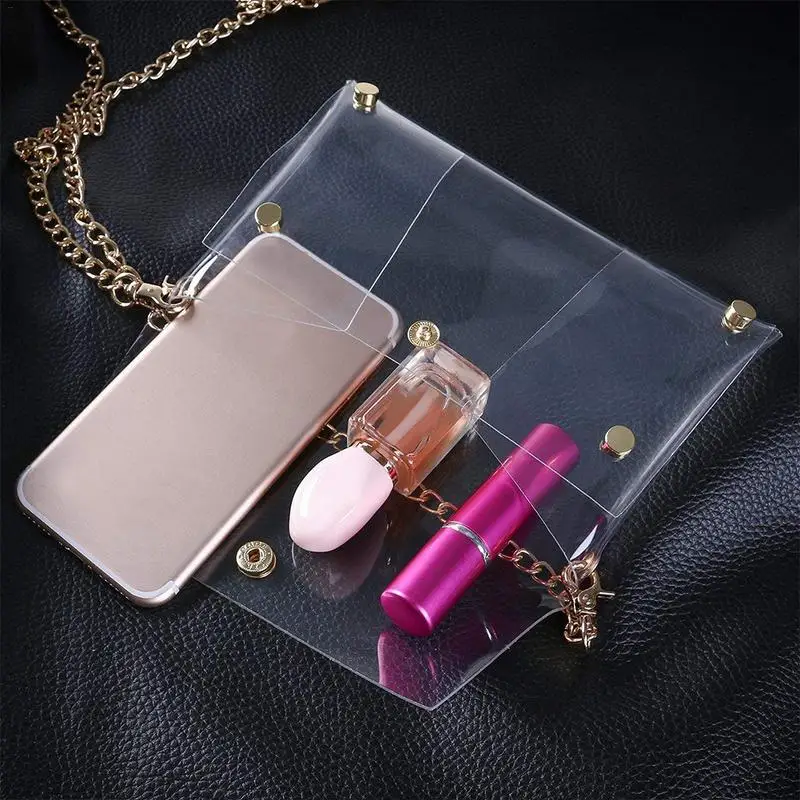 المرأة واضح PVC Crossbody سلسلة حقيبة من الجيلاتين مخلب رسول الكتف اليد أكياس الهاتف محفظة حقائب مساء حزب حقيبة بلاستيكية شفافة
