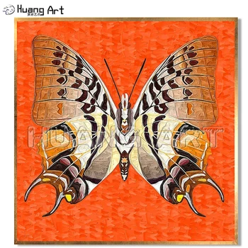 

Hand-Painted Abstract Butterfly Specimen Oil Painting on Canvas for Home Decor Green or Orange Color Butterfly Knife Painting