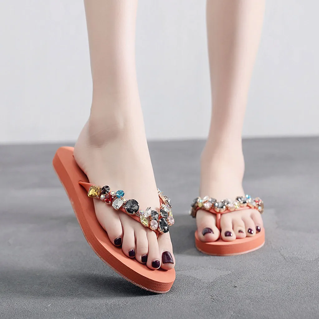 Sommer Schuhe Frau Neue Hausschuhe Frauen Damen Mode Kristall Böhmischen Stil Hausschuhe Strand Sandalen Schuhe Zapatos De Mujer 2019