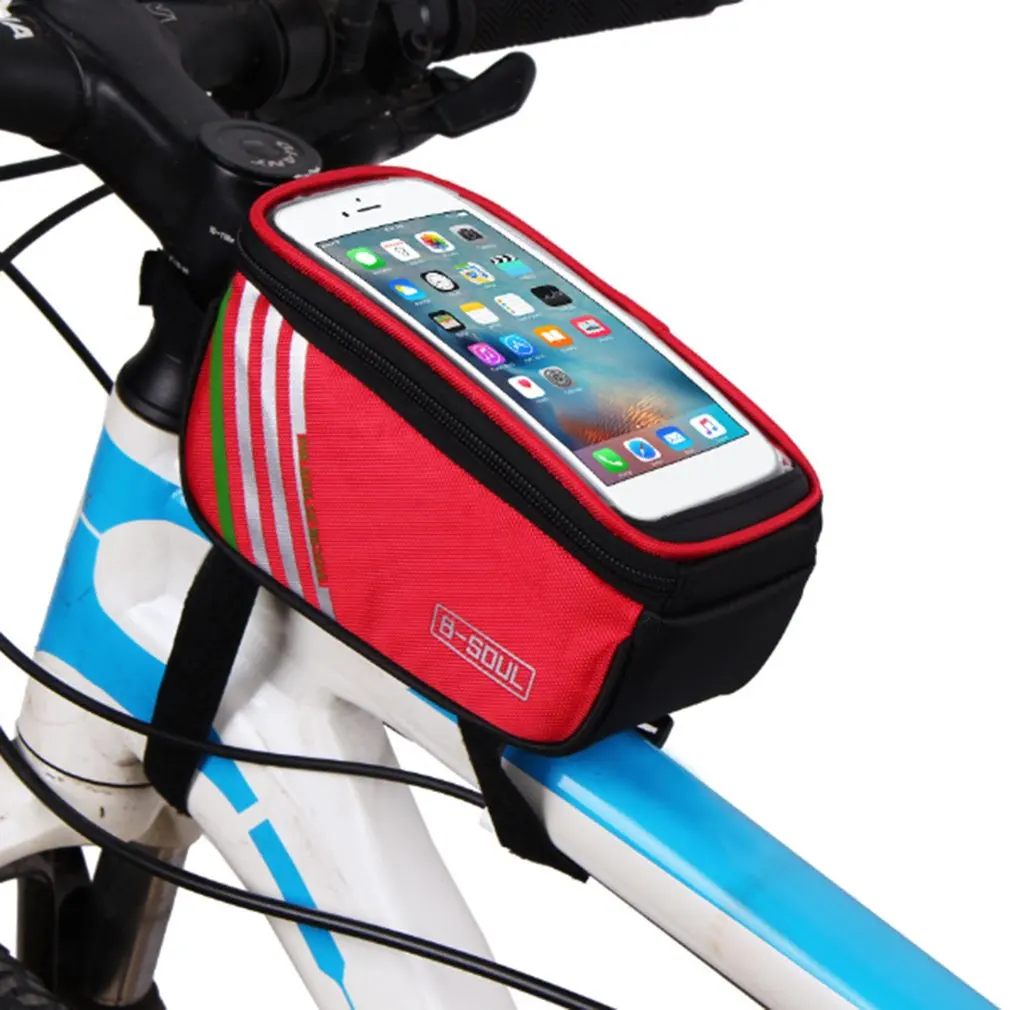 Sale B-SOUL Bicycle Handlebar Mobile Phone Pouch Touch Screen Top Frame Tube Storage Bag Waterproof Cycling Cellphone Holder Bag 8