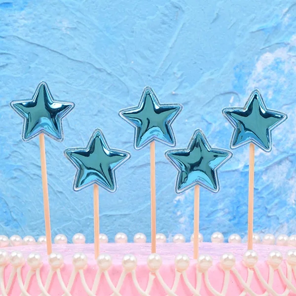 5 шт. Микки и Минни головы торт Топпер флажки для кексов для предродовой вечеринки мальчик дети день рождения партии Свадебные украшения Поставки - Цвет: Blue Star