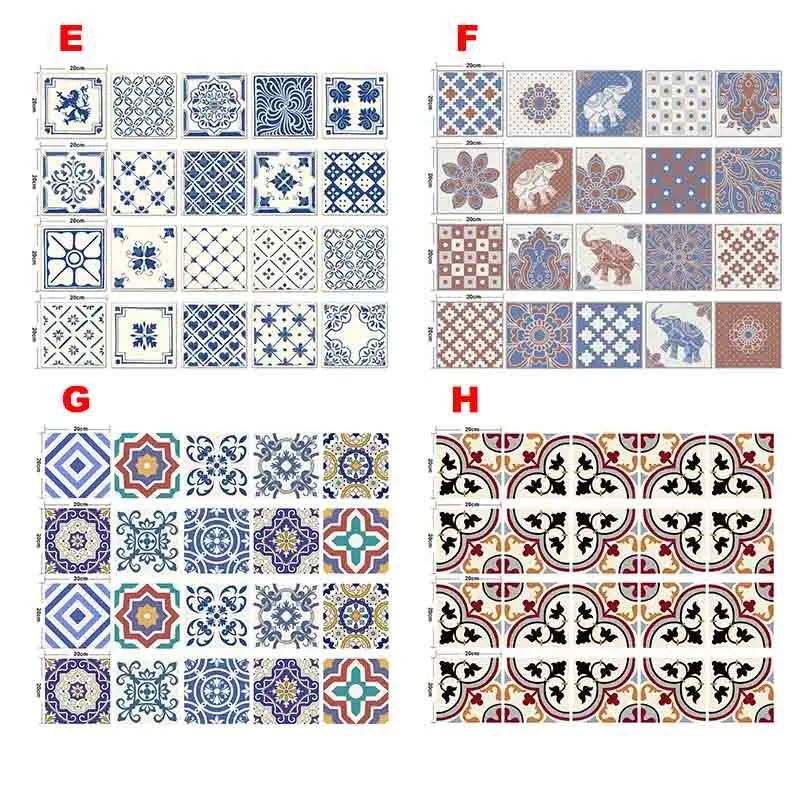 Наклейки на плитку 20 шт. в наборе, традиционные наклейки на плитку Талавера, наклейки на плитку для ванной и кухни, легко наносятся, просто отклеиваются