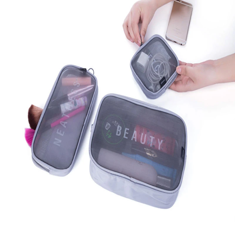 

3set Earphone Headphone SD Card Bag Mesh Storage Box Key Wallet Cosmetic Makeup Bag Travel Accessories Packing Organizers