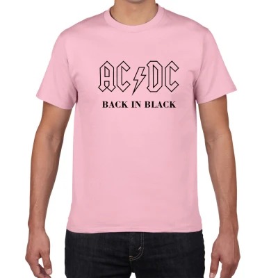 Новинка, Camisetas AC/DC band rock, Мужская футболка с графическим принтом acdc, Повседневная футболка с круглым вырезом, хип-хоп, короткий рукав, хлопковый топ - Цвет: pink