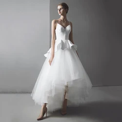 Wedding Dress White Sexy Backless Ruffles Button Vestido De Novia 2019 Plus Size Pleat Sleeveless Tiered Wedding Dresses E669 Wedding Dress White Sexy Backless Ruffles Button Vestido De Novia 2019 Plus Size Pleat Sleeveless Tiered Wedding Dresses E669