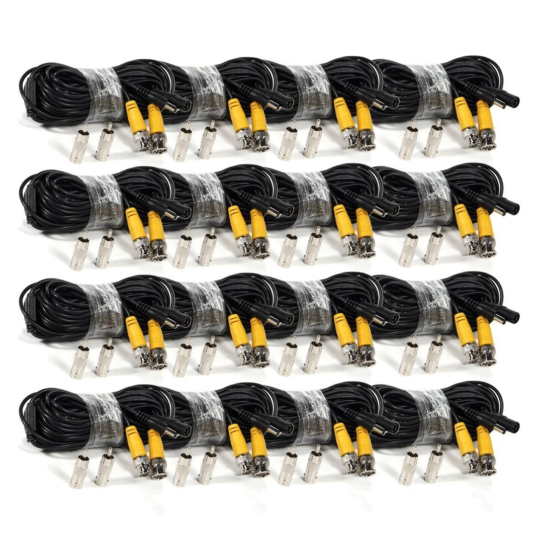 

MOOL 16 Pack 50 Feet video power cable BNC security camera cable wire cord for cctv surveillance DVR system Black