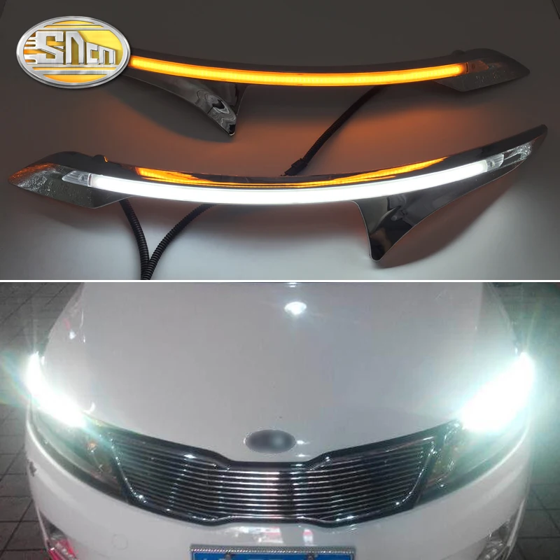 

SNCN 2PCS LED Daytime Running Light Yellow Turn Signal Relay Car Headlight Eyebrow Decoration For Kia K2 Rio 2011 2012 - 2014
