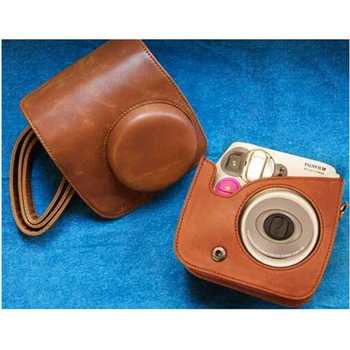 

PU Leather Protective Camera Pouch Bag For FUJIFILM Instax Mini 7s 7C Rainbow Vintage Brown Case Cover for Instax Mini 7s 7C