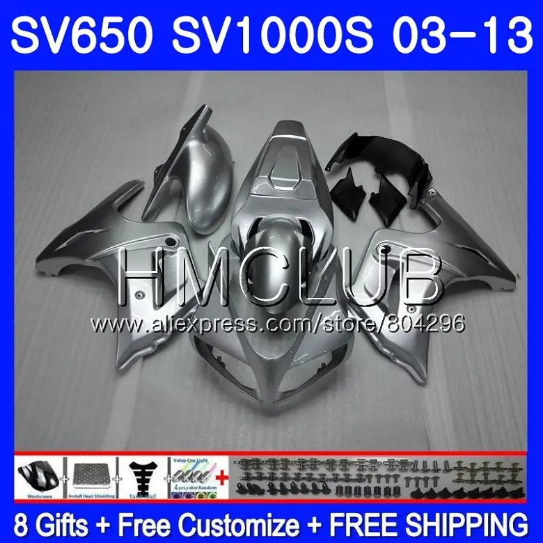 Обтекатель для SUZUKI SV1000S SV650S 03 04 05 06 07 08 28HM. 8 SV650 1000 S SV 650 S 1000 S все серебристо-2003 2004 2005 2006 2007 2008