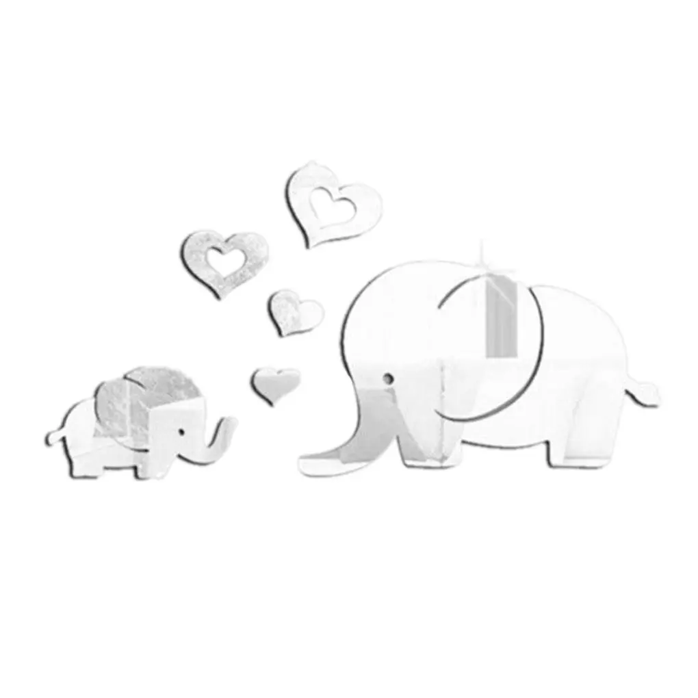 Feiqiong зеркальные настенные стикеры Милые 3D Мультяшные Слоны легкие пластиковые