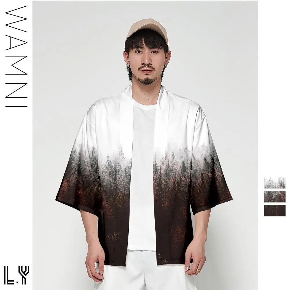 Hobbyлейн унисекс модный тонкий солнцезащитный халат Половина рукава свободный большой размер кимоно одежда