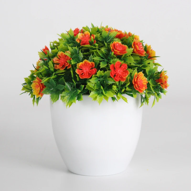 1 шт. мини Ruyi дерево искусственное растение бонсай пластиковая ваза для внутреннего и наружного украшения дома цветы в горшках Креативные украшения - Цвет: Orange red