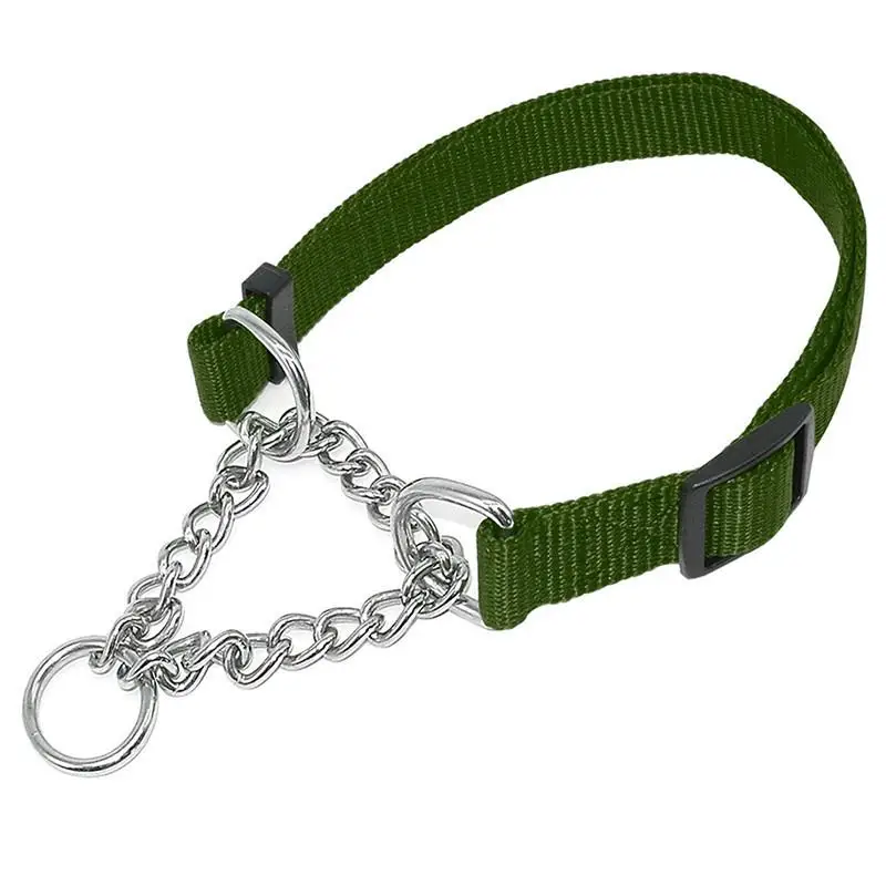 Misterolina нейлоновый ошейник для собак со сварной цепью ошейники для домашних животных аксессуары для обучения собак регулируемый размер ожерелье Горячая Распродажа - Цвет: Light Green