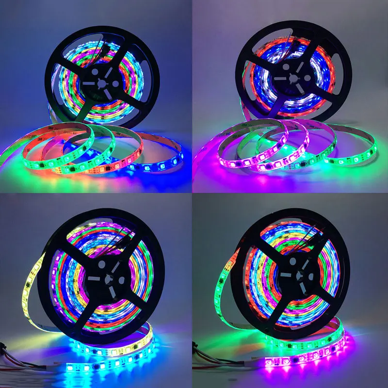 cor de Iluminação 16.4ft com 3 Atualizado 2019 Luzes Led Strip Kit Fita 3m 150 Leds Smd 5050 Rgb Luz Flexível Mudança Multi Tiras 4 Com 3 Fita 3M 150 LEDs SMD