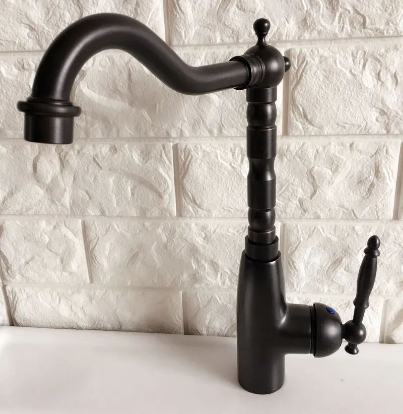 Swivel Spout Water Tap Oil Rubbed Black Bronze Single Handle Single Hole Kitchen Sink & Bathroom Faucet Basin Mixer Tap anf371