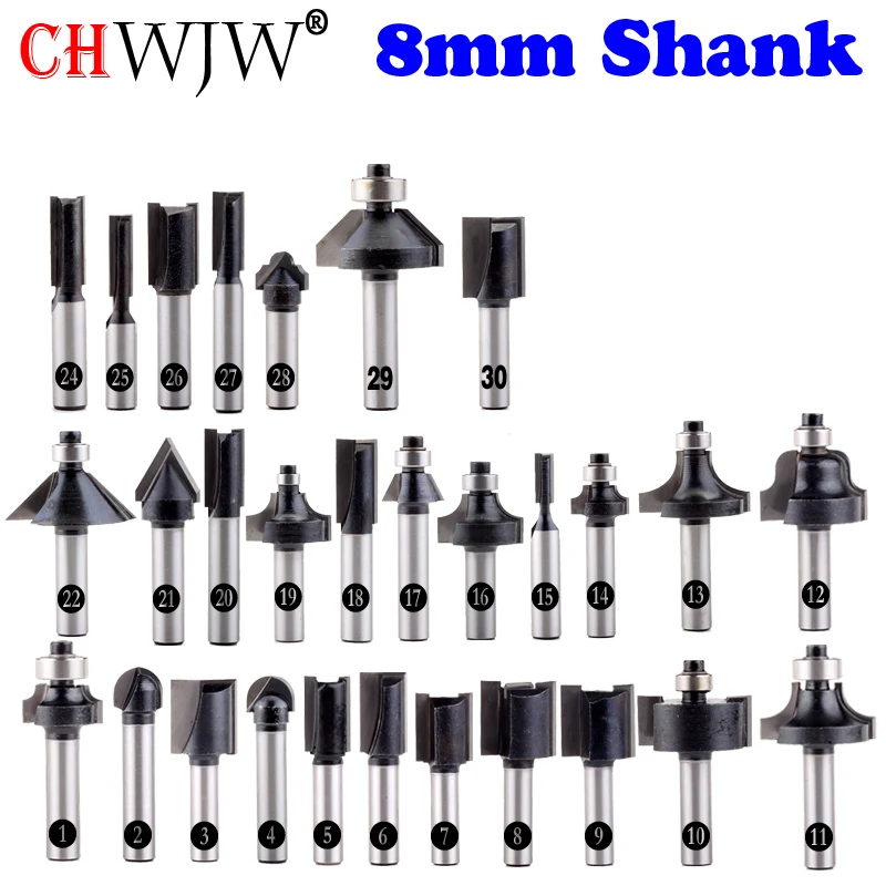1pc 8mm Shank wood router bit Straight end mill trimmer cleaning flush trim corner round cove box bits tools Milling Cutter