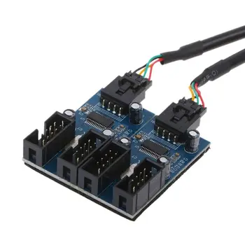 

PC Case Internal 9-Pin USB 2.0 Male 1 To 4 Female Splitter PCB Chipset Extender