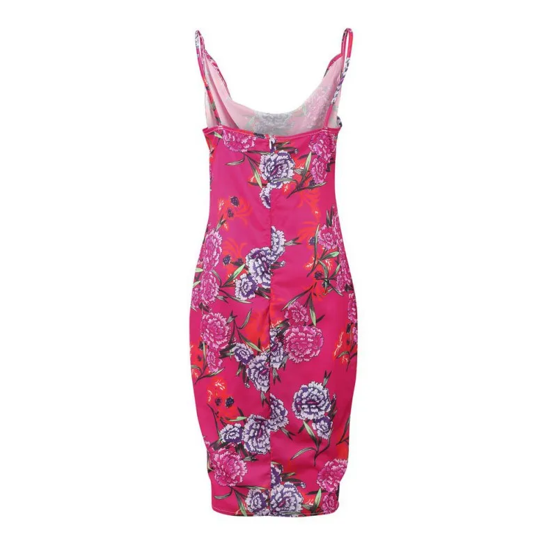 Women s Summer Short Sleeve Floral Print Dress Sexy V Neck Bodycon Dresses Female Spaghetti Strap Dress Vestidos