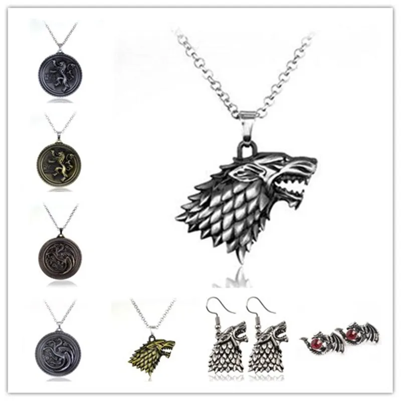 Weight 40g Game of Thrones Stark Family Goshawk Head Badge Wolf Chain Necklace Pendant Men Women Jewelry