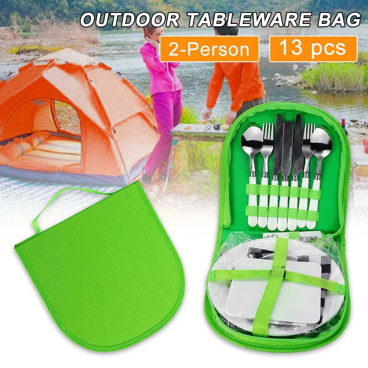 

Outdoor Camping Cookware Stainless Steel Flatware Kit Trekking Hiking Dinner Cutlery Fork Spoon Tableware For Camping Picnic