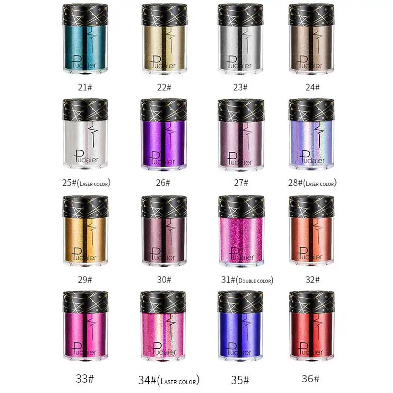Pudaier Glitter Shimmer Powder Pigment Eyeshadow Highlighter Beauty Makeup Shiny Body Glow Festival Party Cosmetic 3