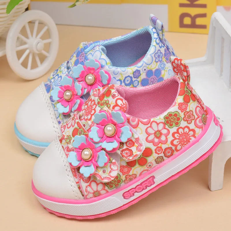 

Autumn Kids Baby Shoes For Girls Infant Toddler Shoes Children Breathable Soft Bottom Canvas Shoes With Flowers Casual Sneaker