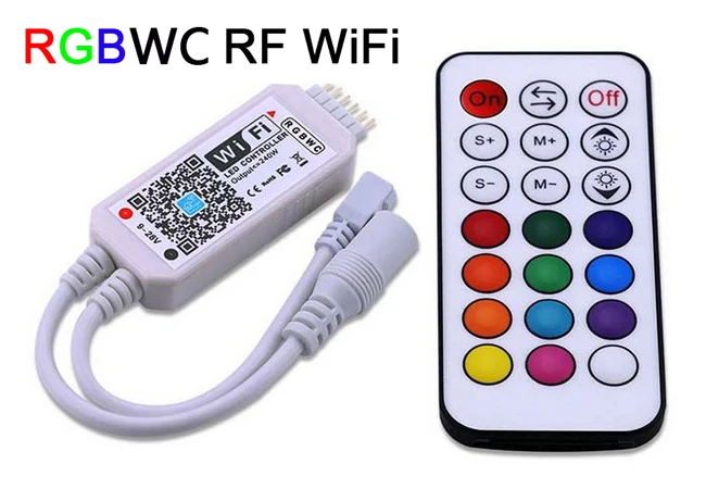 Мини беспроводной светодиодный-Fi led RGB/RGBW управление Лер RF дистанционное управление IOS/Android смартфон для RGBCW/RGBWW RGB светодиодные ленты, DC12-24V - Цвет: RF  RGBWC WiFi