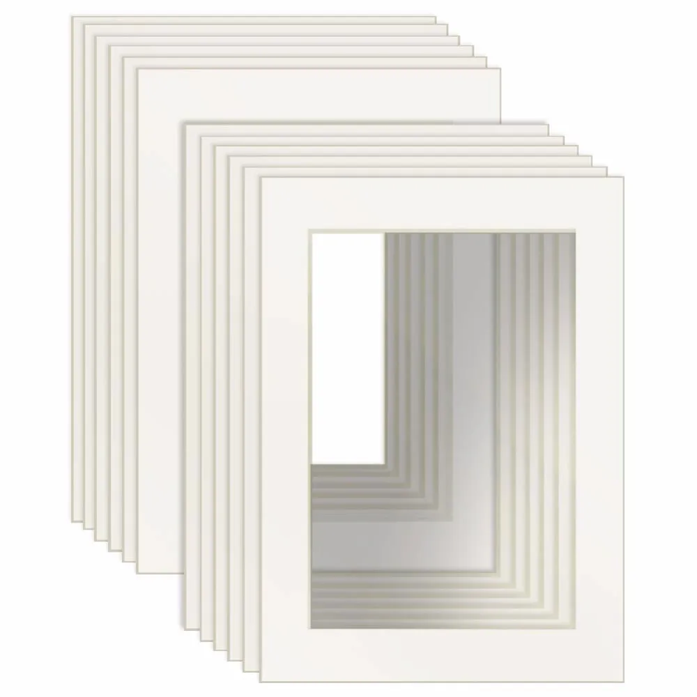 

12 Pcs White Picture Mats with Core Bevel Cut Frame Mattes for 4x6/5x7/8x10/8.5x11 inch Pictures Frame Decoration