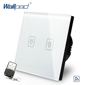 

Wallpad EU 2 Gang 2 Way 3 Way Intermediate Remote Control Touch Switch Crystal Glass Switch With Remote Controller